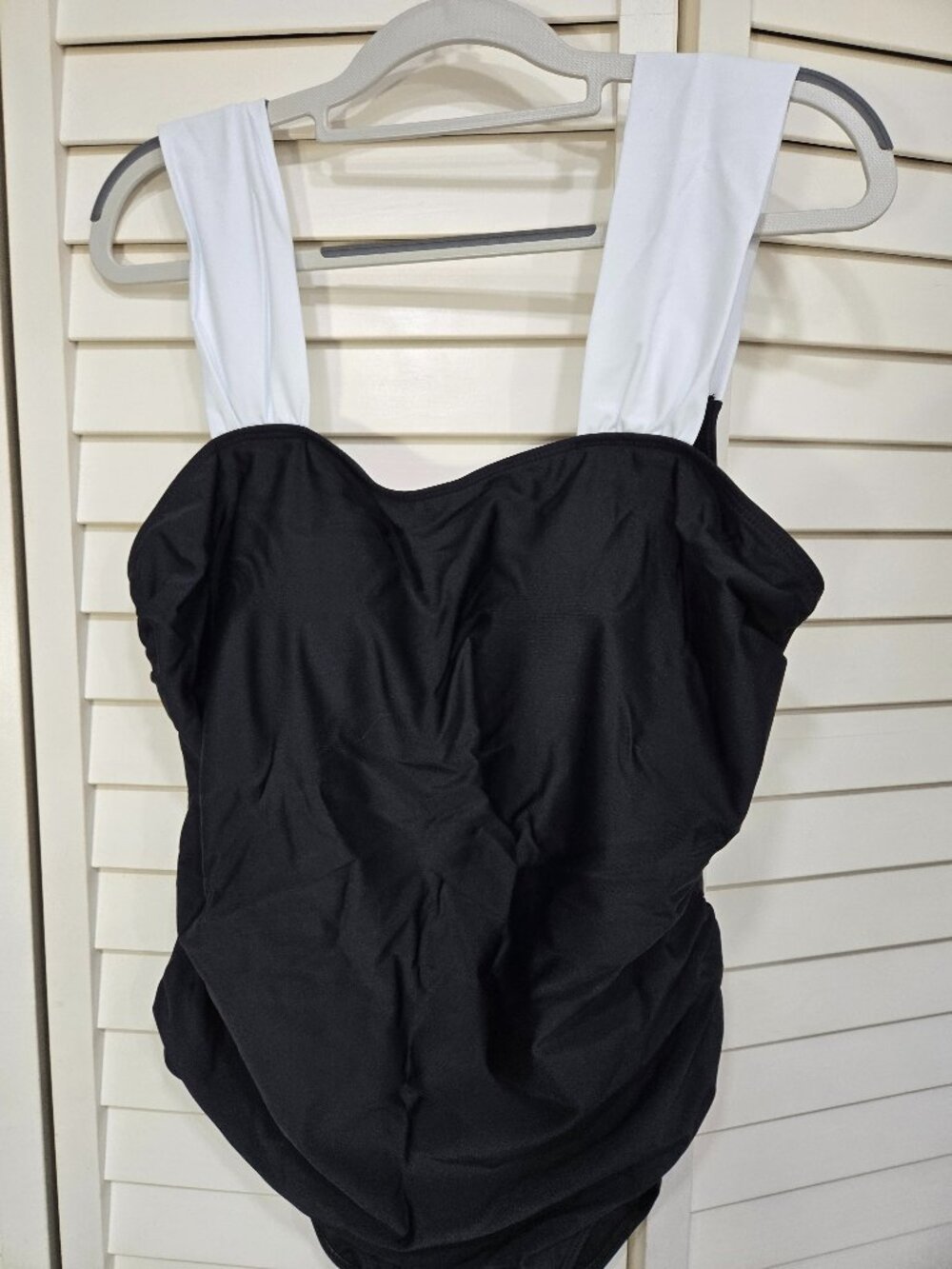 swim suit, black and white with gathering on the sides, New, Size XL size 14